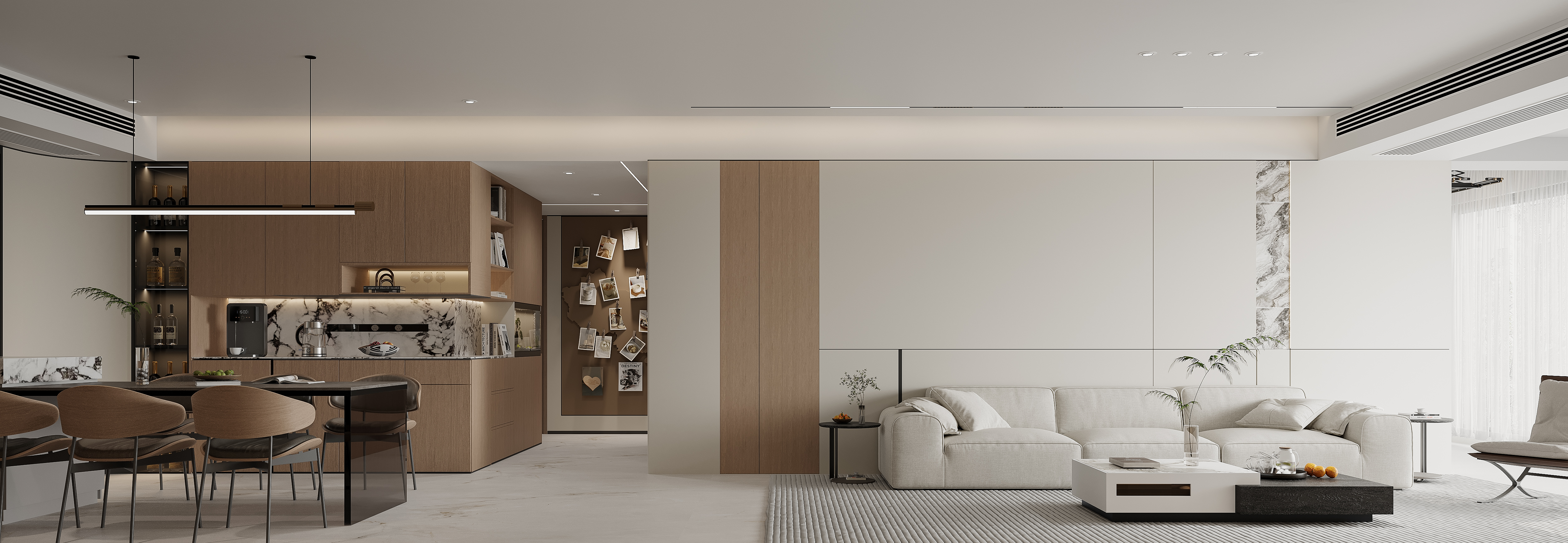 杭州杭州河滨公寓200㎡意式极简装修案例效果图