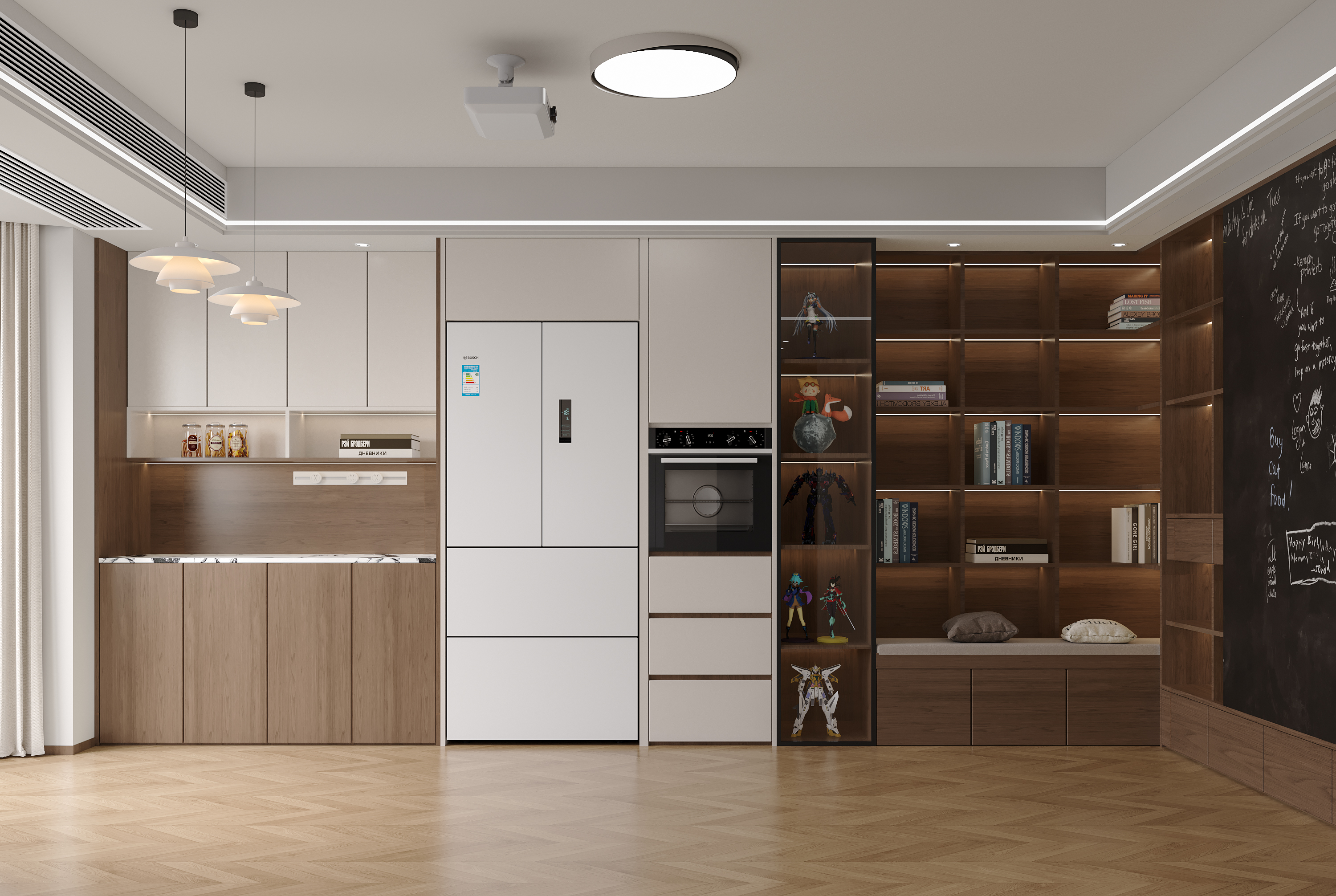 杭州近江一园80㎡奶油中古装修案例效果图